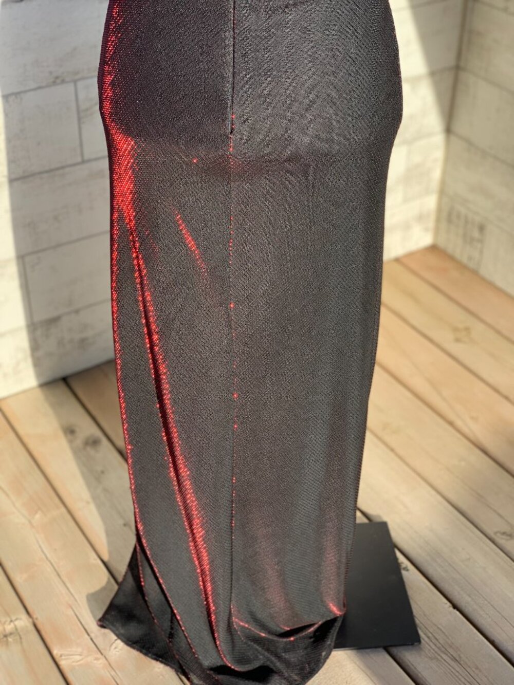 Vintage 90s Maxi Slip Dress 4 Black Red Iridescent Shimmer Prom Formal Glam Y2K - Picture 8 of 16
